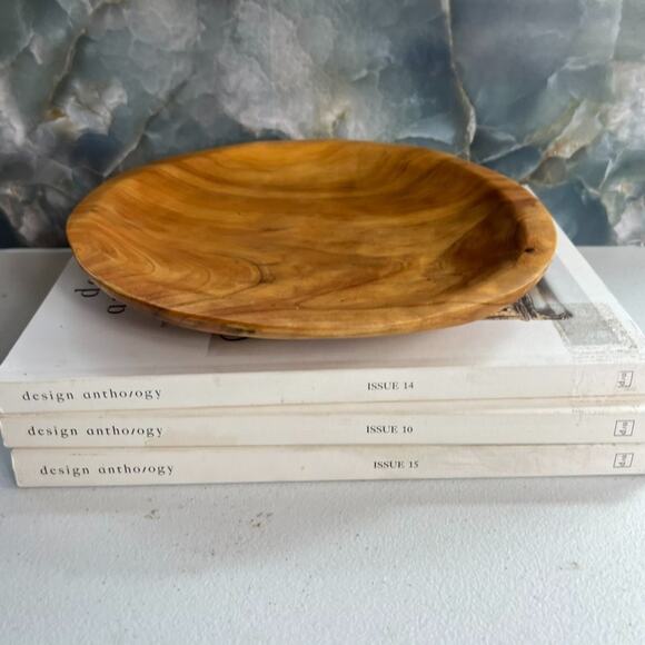 Enrico Round Wood Burl Plate Hand Carved Smooth Finish 8.75" - Picture 1 of 9
